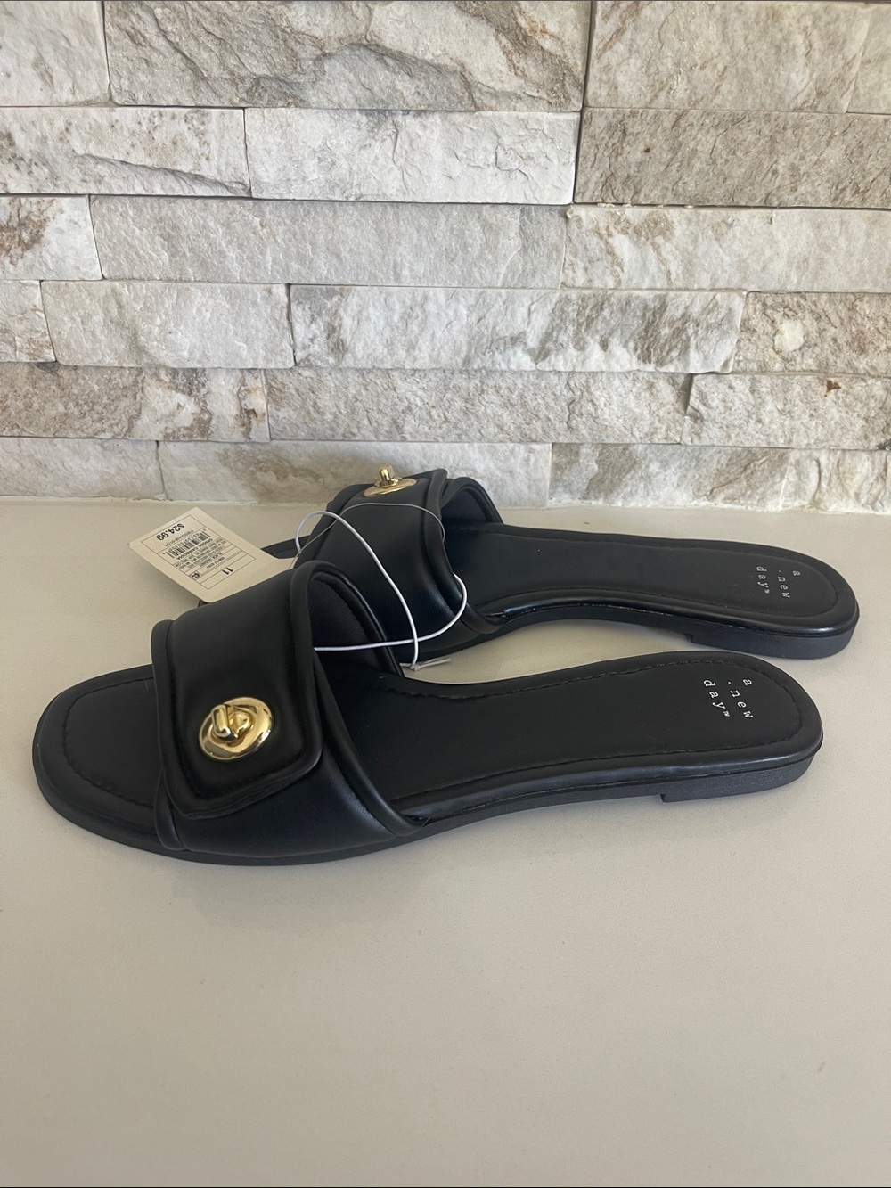 NWT $25 a new day Audrey Black slip on sandal Size 11 - Picture 6 of 9